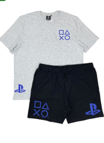 ست تیشرت و شلوارک مردانه نخی Play Station سایز L